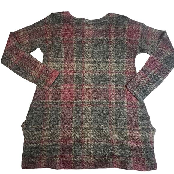 Soft Surroundings Sweater Womens Medium Green Plaid Boho Country Western Tunic - Picture 2 of 12